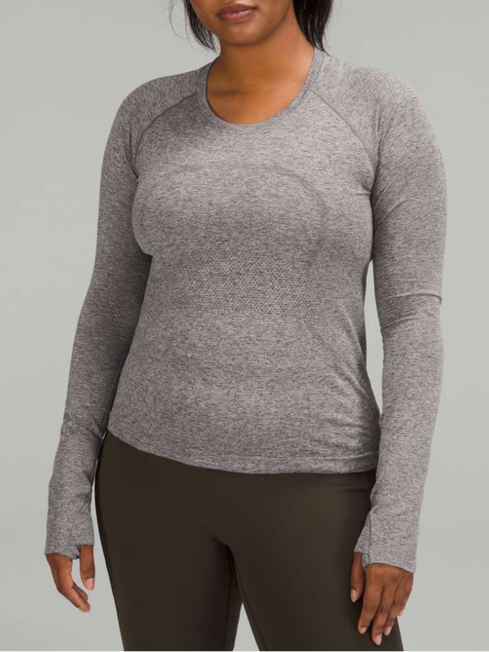 Lululemon swiftly tech long sleeve shirt *race waist length 20 mesh silverescent